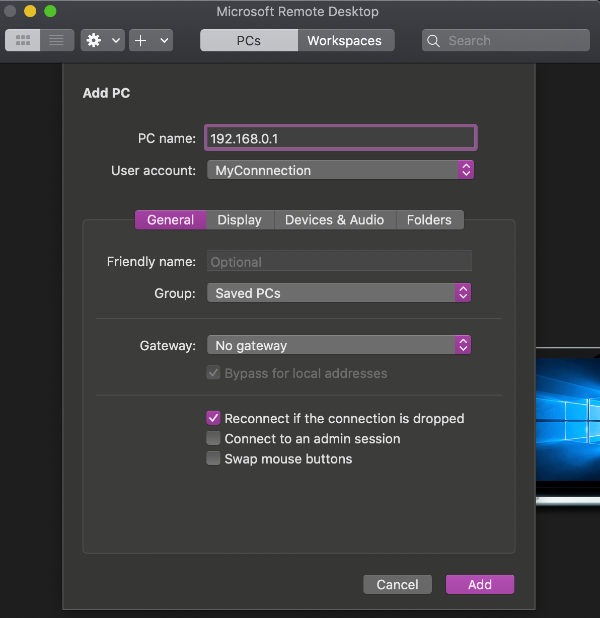 setup remote desktop client for mac