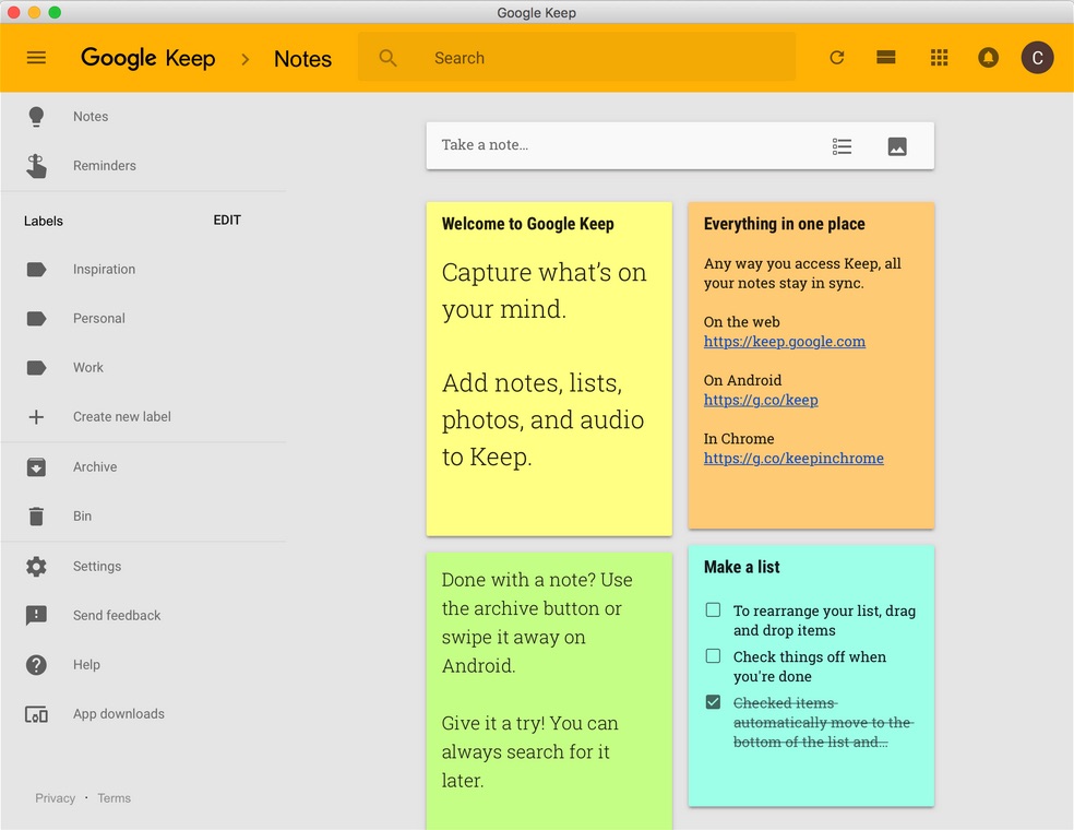 is there a mac app for google keep?